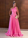 One Shoulder A-line Sleeveless Long Evening Prom Dresses, Backless Prom Dress, PM0729