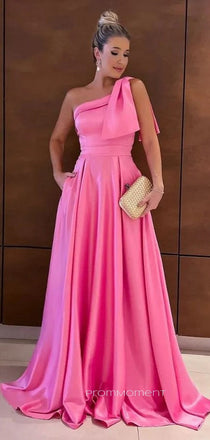 One Shoulder A-line Sleeveless Long Evening Prom Dresses, Backless Prom Dress, PM0729