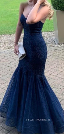 Sweetheart Strapless Sheath Mermaid Long Evening Prom Dresses, Sleeveless Backless Prom Dress, PM0732