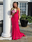 Spaghetti Straps Mermaid Lace Long Evening Prom Dresses, Sleeveless Floor-length Prom Dress, PM0741