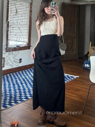 Black Straps Sleeveless Long Evening Prom Dresses, Formal Backless Prom Dress, PM0752