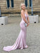 Sexy V-back Spaghetti Straps Sheath Mermaid Long Evening Prom Dresses, Formal Floor-length Deep V-neck Prom Dress, PM0756