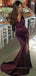 Deep V-neck Spaghetti Straps Mermaid Long Evening Prom Dresses, High Slit Floor-length Backless Prom Dress, PM0761