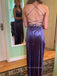 High Slit Spaghetti Straps Mermaid Long Evening Prom Dresses, Backless Sleeveless Prom Dress, PM0768