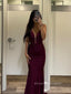 V-neck Spaghetti Straps Mermaid Long Evening Prom Dresses, Sheath Sleeveless Prom Dress, PM0771