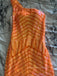 Sequins Mermaid One Shoulder Orange Long Evening Prom Dresses, Sheath Sparkly Sleeveless Prom Dress, PM0776