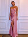 Sweetheart Side Slit Elegant Long Evening Prom Dresses, Strapless Sleeveless Pink Prom Dress, PM0780