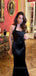 Elegant Black Satin Mermaid Straps Long Evening Prom Dresses, Sleeveless Backless Prom Dress, PM0784