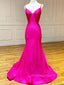 V-neck Spaghetti Straps Backless Long Evening Prom Dresses, Floor-length Mermaid Prom Dress, PM0793