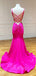 V-neck Spaghetti Straps Backless Long Evening Prom Dresses, Floor-length Mermaid Prom Dress, PM0793