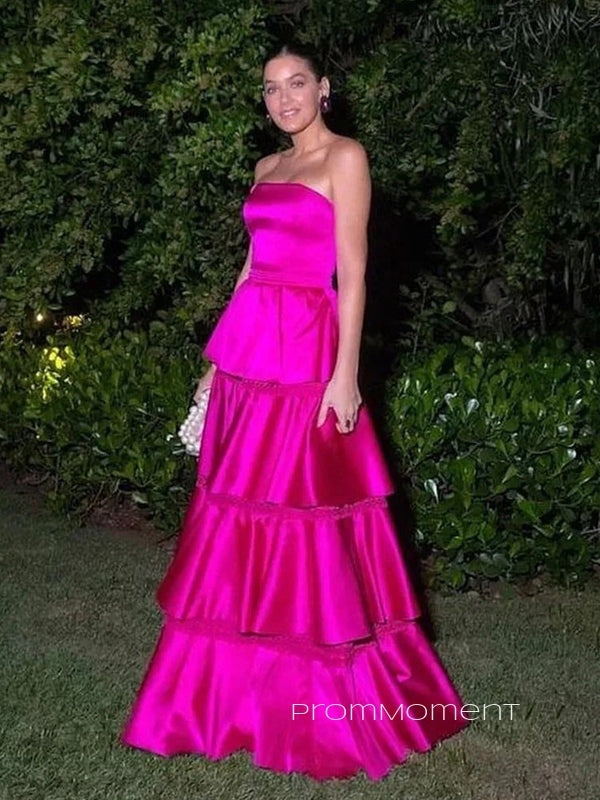 Strapless A-line Sleeveless Long Evening Prom Dresses, Lovely Backless Prom Dress, PM0812