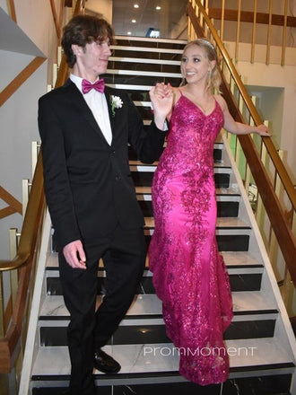 V-neck Spaghetti Straps Mermaid Floor-length Long Evening Prom Dresses, Sleeveless Sparkly Prom Dress, PM0819