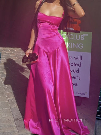 Simple Spaghetti Straps A-line Long Evening Prom Dresses, Backless Sleeveless Prom Dress, PM0825