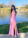 High Slit Pink Mermaid Long Evening Prom Dresses, Backless Sleeveless Prom Dress, PM0828