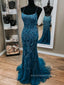 Formal Spaghetti Straps Mermaid Long Evening Prom Dresses, Sexy Backless Floor-length Prom Dress, PM0836