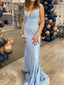 Deep V-neck Mermaid Spaghetti Straps Long Evening Prom Dresses, Backless Floor-length Prom Dress, PM0842