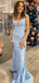 Deep V-neck Mermaid Spaghetti Straps Long Evening Prom Dresses, Backless Floor-length Prom Dress, PM0842