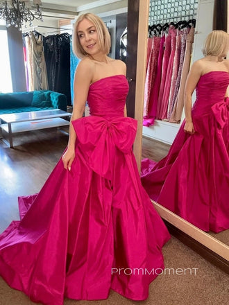 Strapless Sleeveless A-line Long Evening Prom Dresses, Lovely High Slit Floor-length Prom Dress, PM0845