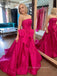 Strapless Sleeveless A-line Long Evening Prom Dresses, Lovely High Slit Floor-length Prom Dress, PM0845