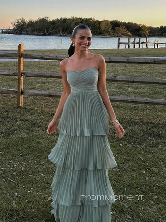 Sweetheart Strapless A-line Long Evening Prom Dresses, Sleeveless Backless Prom Dress, PM0848