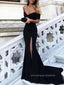 V-neck Off Shoulder Mermaid Long Evening Prom Dresses, High Slit Sheath Floor-length Prom Dress, PM0851