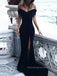 V-neck Off Shoulder Mermaid Long Evening Prom Dresses, High Slit Sheath Floor-length Prom Dress, PM0851