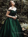 Off Shoulder V-neck A-line Dark Green Long Evening Prom Dresses, Strapless Prom Dress, PM0854