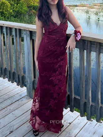 Deep V-neck Spaghetti Straps Mermaid Long Evening Prom Dresses, Sleeveless Backless Prom Dress, PM0860