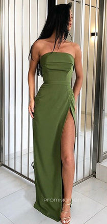 Strapless High Slit Mermaid Long Evening Prom Dresses, Backless Sleeveless Elegant Prom Dress, PM0867