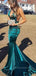 Deep V-neck Mermaid Side Slit Long Evening Prom Dresses, Halter Straps Backless Sheath Prom Dress, PM0884