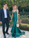 Deep V-neck Spaghetti Straps Mermaid Long Evening Prom Dresses, Backless Floor-length V-back Prom Dress, PM0893