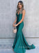 Deep V-neck Spaghetti Straps Mermaid Long Evening Prom Dresses, Backless Floor-length V-back Prom Dress, PM0893