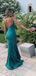 Deep V-neck Spaghetti Straps Mermaid Long Evening Prom Dresses, Backless Floor-length V-back Prom Dress, PM0893