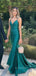 Deep V-neck Spaghetti Straps Mermaid Long Evening Prom Dresses, Backless Floor-length V-back Prom Dress, PM0893