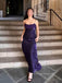 Purple Backless Spaghetti Straps Long Evening Prom Dresses, Beautiful Satin Prom Dress, PM0902