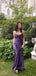 Purple Backless Spaghetti Straps Long Evening Prom Dresses, Beautiful Satin Prom Dress, PM0902