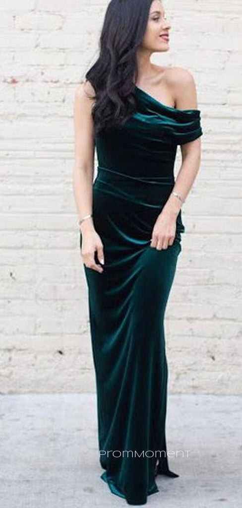 Elegant Velvet Mermaid Off Shoulder Long Evening Prom Dresses, Side Slit Prom Dress, PM0903