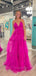 Deep V-neck A-line Spaghetti Straps Long Evening Prom Dresses, Sleeveless Backless Prom Dress, PM0905