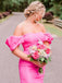 Off Shoulder Mermaid Floor-length Long Evening Prom Dresses, Strapless Pink Satin Prom Dress, PM0906