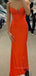 V-neck Sheath Spaghetti Straps Long Evening Prom Dresses, Mermaid Jersey Prom Dress, PM0911