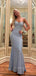 Sparkly Mermaid V-neck Mermaid Long Evening Prom Dresses, Spaghetti Straps Sheath Prom Dress, PM0912