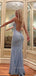 Sparkly Mermaid V-neck Mermaid Long Evening Prom Dresses, Spaghetti Straps Sheath Prom Dress, PM0912