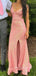 Beautiful Sequins V-neck Side Slit Long Evening Prom Dresses, Sparkly Pink Mermaid Spaghetti Straps Prom Dress, PM0915