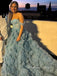 Beautiful Off Shoulder A-line Long Evening Prom Dresses, Blue Tulle Backless Prom Dress, PM0916