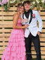 Lovely Sweetheart Hot Pink A-line Long Evening Prom Dresses, Chiffon Strapless Prom Dress, PM0945