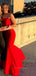 Red Mermaid Strapless Sleeveless Backless Long Evening Prom Dresses, PM0946