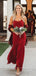 Fashion Dark Red Mermaid Long Evening Prom Dresses, V-neck Strapless Prom Dress, PM0947