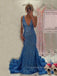 Sparkly Sequins Mermaid Deep V-neck Long Evening Prom Dresses, Floor-length Backless Prom Dress, PM0949