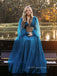 Formal Long Sleeves V-neck Long Evening Prom Dresses, V-back A-line Prom Dress, PM0951