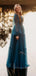 Formal Long Sleeves V-neck Long Evening Prom Dresses, V-back A-line Prom Dress, PM0951